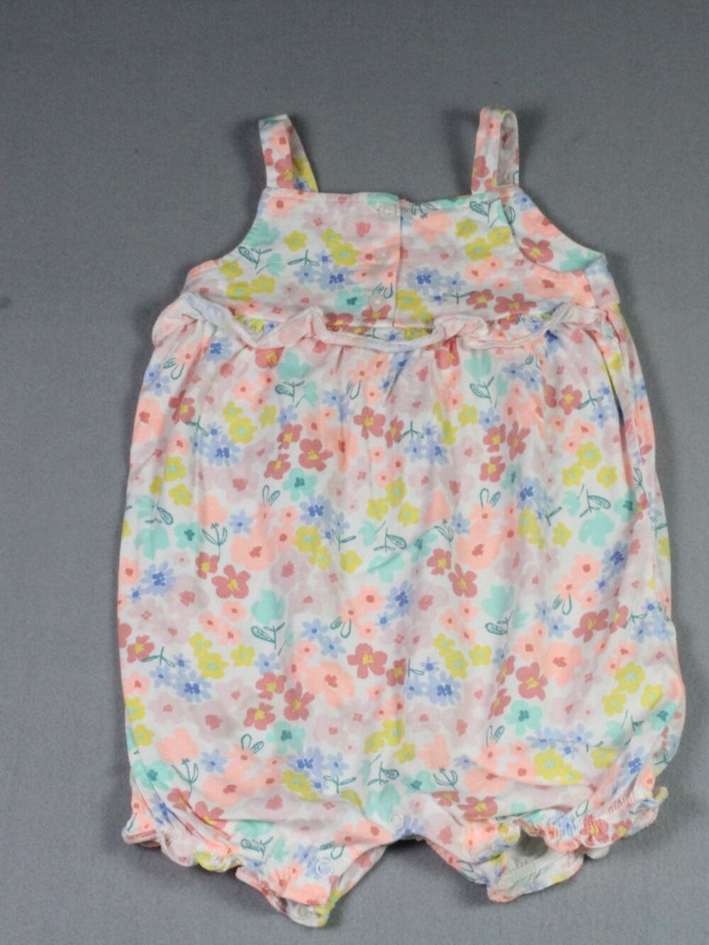 Carter's 24M Baby Girl Pastel Floral Ruffle Chest Spaghetti Strap Romper